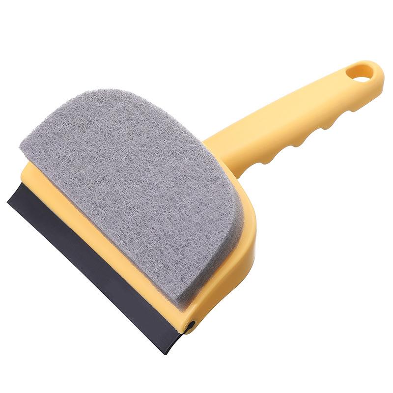 Double sided brush head scraping glass mirror cleaning brush