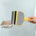 Double sided brush head scraping glass mirror cleaning brush
