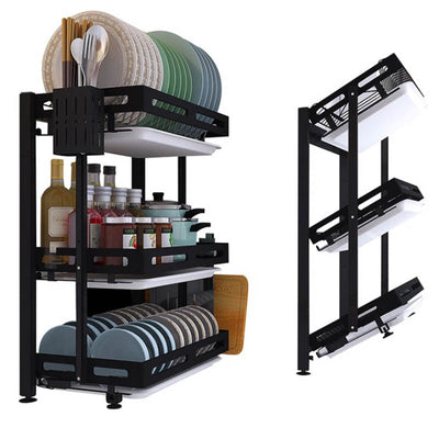 Pre-Sale Black Stainless Steel Dish Drainer Foldable Kitchen Rack